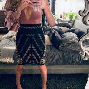 Incredible Missoni Pencil Skirt Multi Geometric Pattern Black Earth Tones